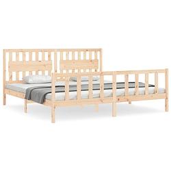 Foto van The living store bedframe - massief grenenhout - 205.5 x 205.5 x 100 cm - multiplex lattenbodem