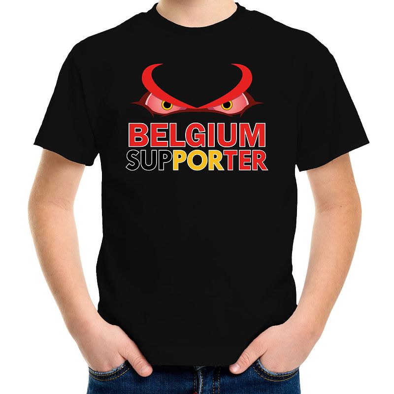 Foto van Zwart fan shirt / kleding belgium supporter ek/ wk voor kinderen l (146-152) - feestshirts