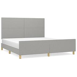 Foto van The living store bedframe multiplex - 203 x 186 x 118/128 cm - lichtgrijs