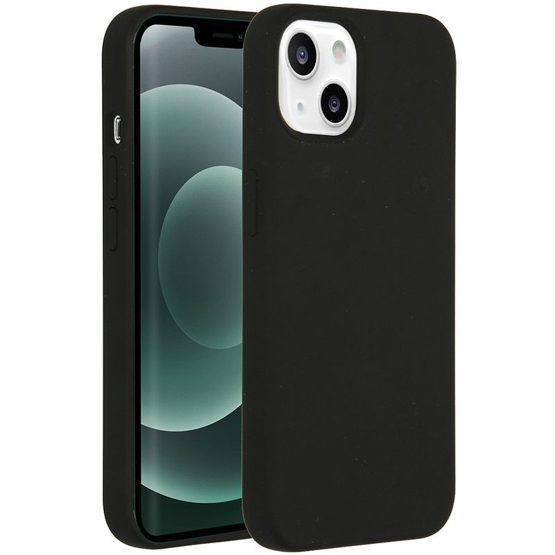 Foto van Accezz liquid silicone backcover iphone 13 mini telefoonhoesje zwart