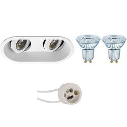 Foto van Led spot set - osram parathom par16 927 36d - pragmi zano pro - gu10 fitting - dimbaar - inbouw ovaal dubbel - mat wit -