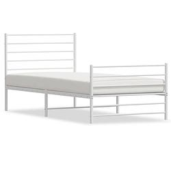 Foto van Vidaxl bedframe met hoofd- en voeteneinde metaal wit 90x190 cm