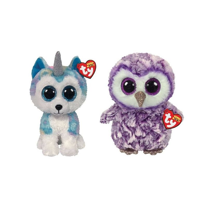 Foto van Ty - knuffel - beanie buddy - helena husky & moonlight owl