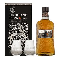 Foto van Highland park 12 years + 2 glazen 70cl whisky