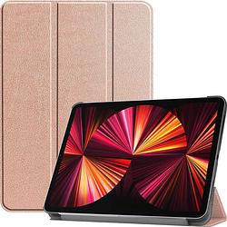 Foto van Basey ipad pro 2021 11 inch hoes case hoesje rosé goud hardcover book case cover