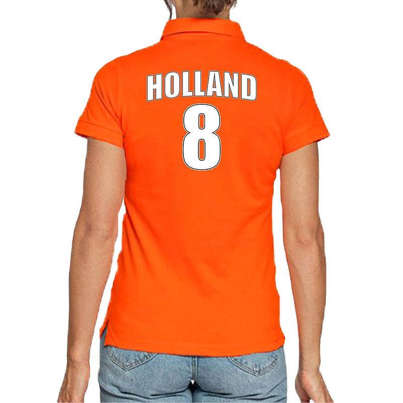 Foto van Holland shirt met rugnummer 8 - nederland fan poloshirt / outfit voor dames l - feestshirts