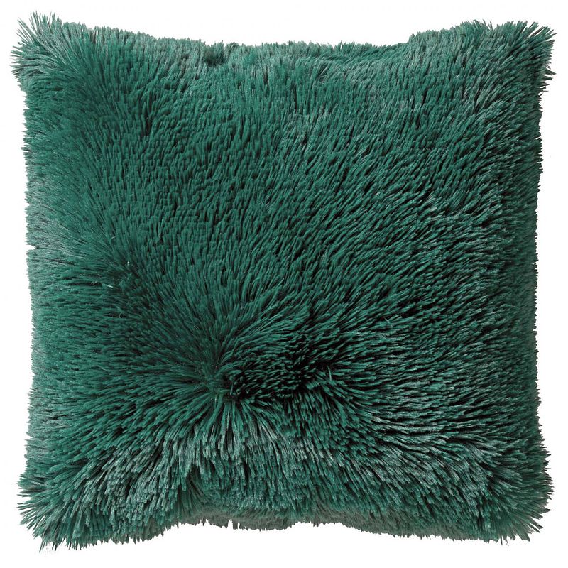 Foto van Dutch decor fluffy - kussenhoes unikleur galapagos green 60x60 cm - groen - groen