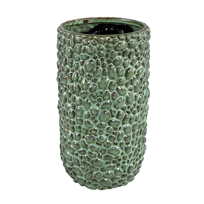 Foto van Ptmd danillo green glazed ceramic pot drops round high