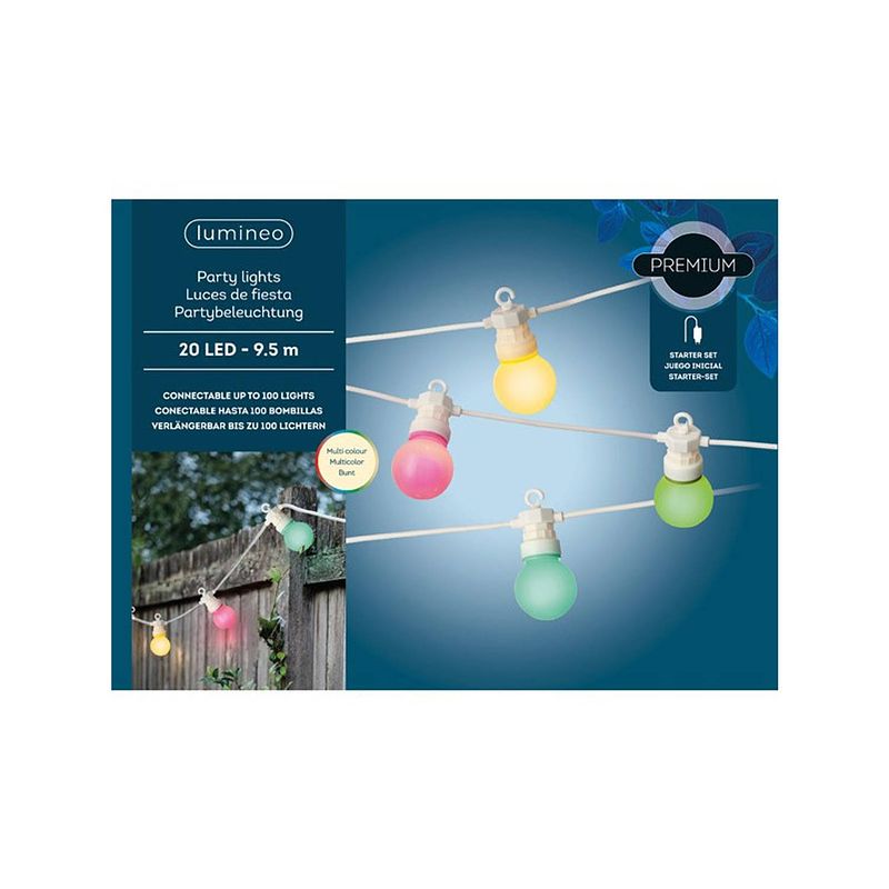 Foto van Feestverlichting lichtsnoer gekleurde lampbolletjes 950 cm - binnen/buiten verlichting - led lampjes