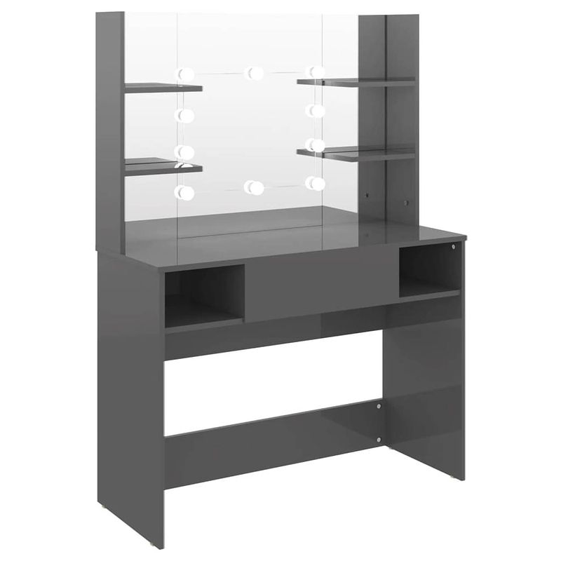 Foto van The living store kaptafel - led verlicht - mdf - 100 x 40 x 135 cm - glanzend grijs