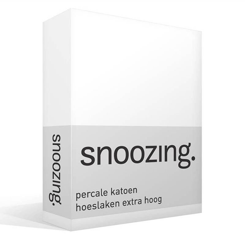 Foto van Snoozing - hoeslaken - percale katoen - extra hoog - 180x220 - wit