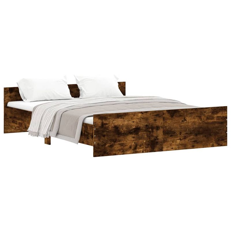 Foto van Vidaxl bedframe met hoofd- en voeteneinde gerookt eiken 140x200 cm