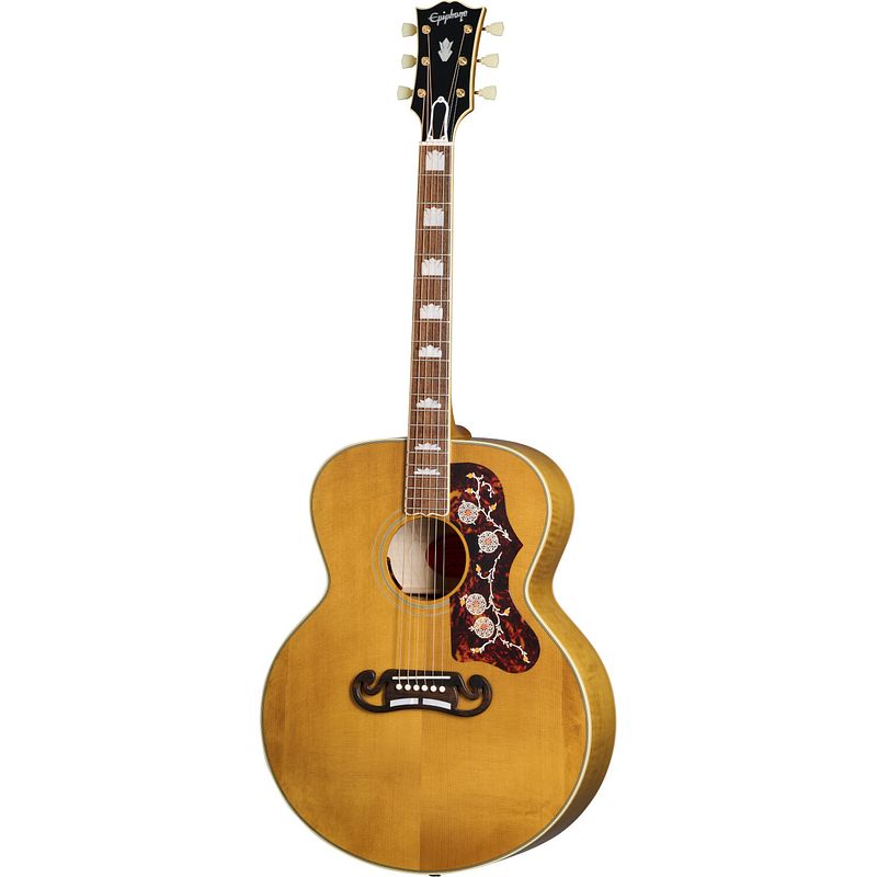 Foto van Epiphone 1957 sj-200 antique natural elektrisch-akoestische westerngitaar met hard case