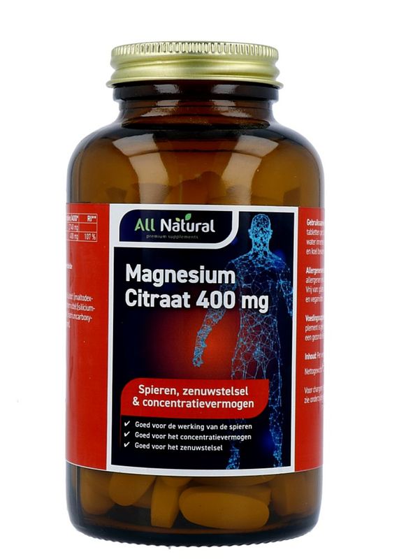 Foto van All natural magnesium 200 mg citraat elementair tabletten