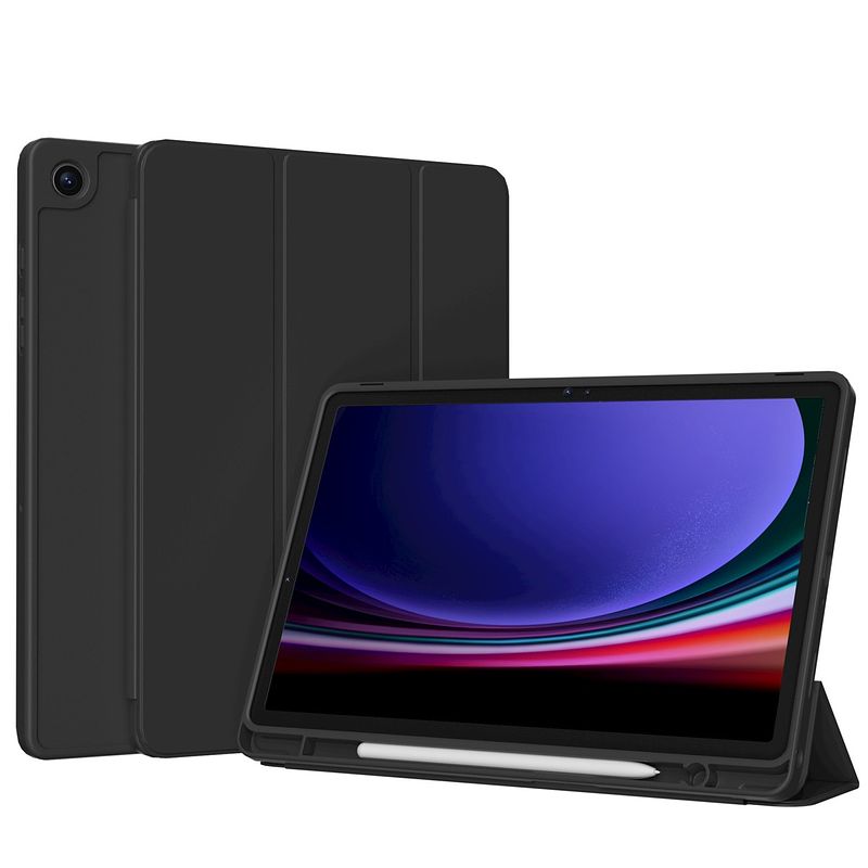 Foto van Accezz smart silicone bookcase samsung galaxy tab a9 plus tablethoesje zwart