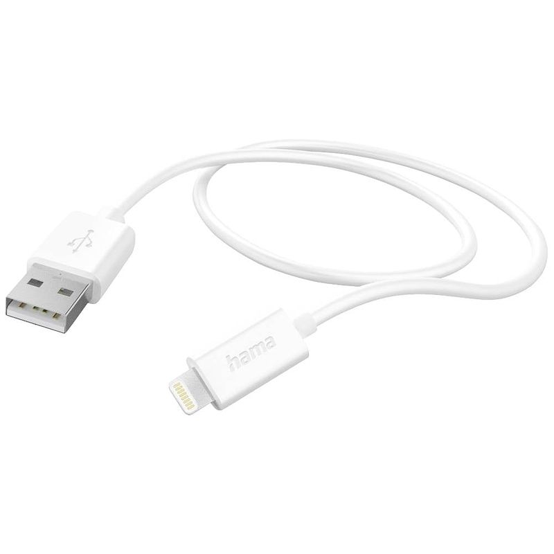 Foto van Hama usb-laadkabel usb 2.0 apple lightning stekker, usb-a stekker 1 m wit 00201579