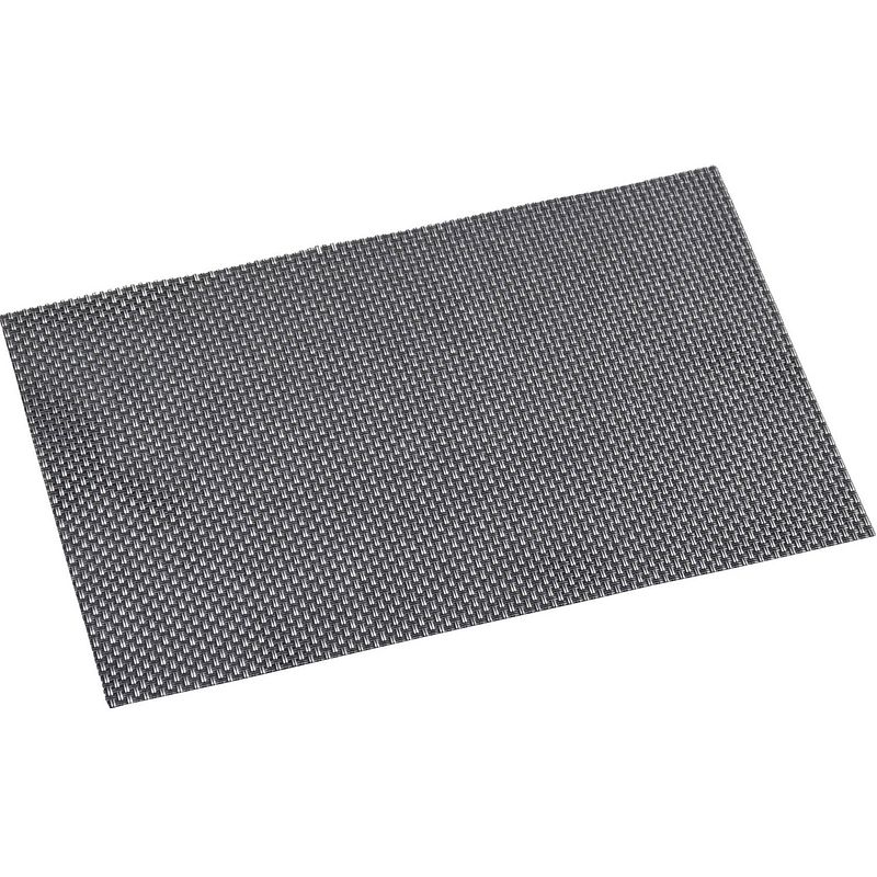 Foto van 2x rechthoekige onderleggers/placemats voor borden zilver geweven print 29 x 43 cm - placemats