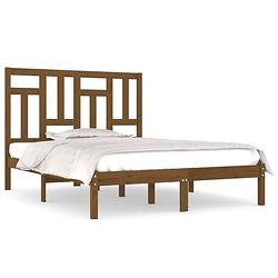 Foto van The living store houten bedframe - massief grenenhout - 205.5 x 145.5 x 31 cm - honingbruin