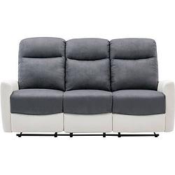 Foto van Handmatige relaxbank - 3 zitplaatsen - jess - witte en grijze stof - l 185 x d 97 x h 98 cm