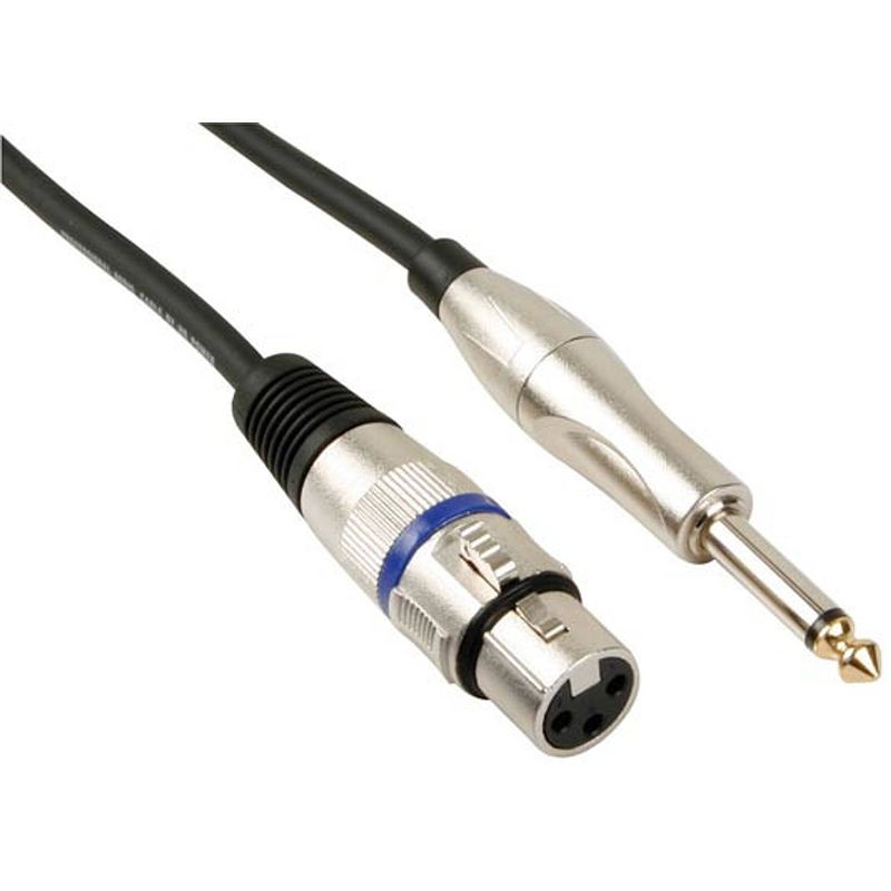 Foto van Hq-power xlr-kabel 3-pin vrouwelijk/jack 6 meter rubber zwart