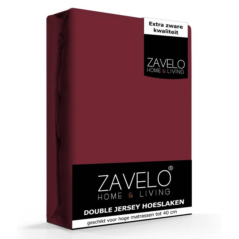 Foto van Zavelo double jersey hoeslaken bordeaux-2-persoons (140x200 cm)