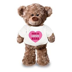 Foto van Knuffel teddybeer liefste mama wit shirt 24 cm - knuffelberen