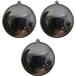 Foto van 3x grote raam/deur/kerstboom decoratie zilveren kerstballen 14 cm glans - kerstbal