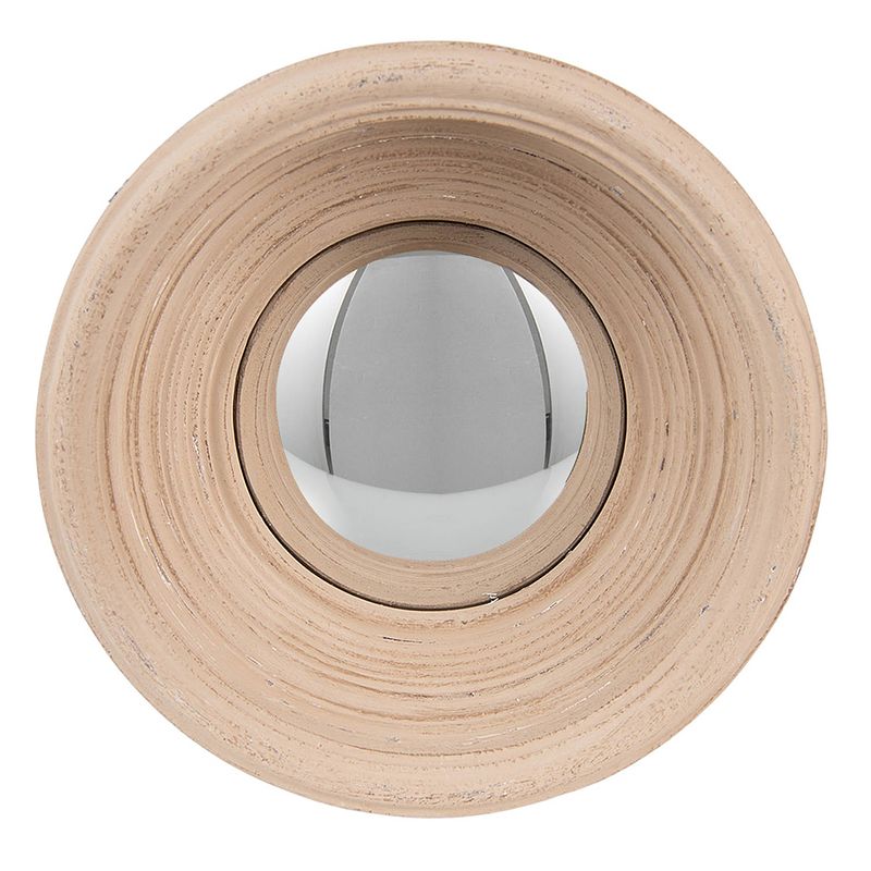 Foto van Clayre & eef spiegel ø 24 cm beige kunststof rond grote spiegel wand spiegel muur spiegel beige grote spiegel wand