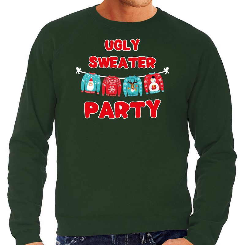 Foto van Groene kersttrui / kerstkleding ugly sweater party voor heren xl - kerst truien