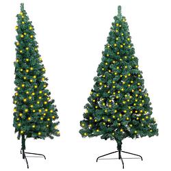 Foto van Vidaxl kunstkerstboom met led's en standaard half 150 cm pvc groen