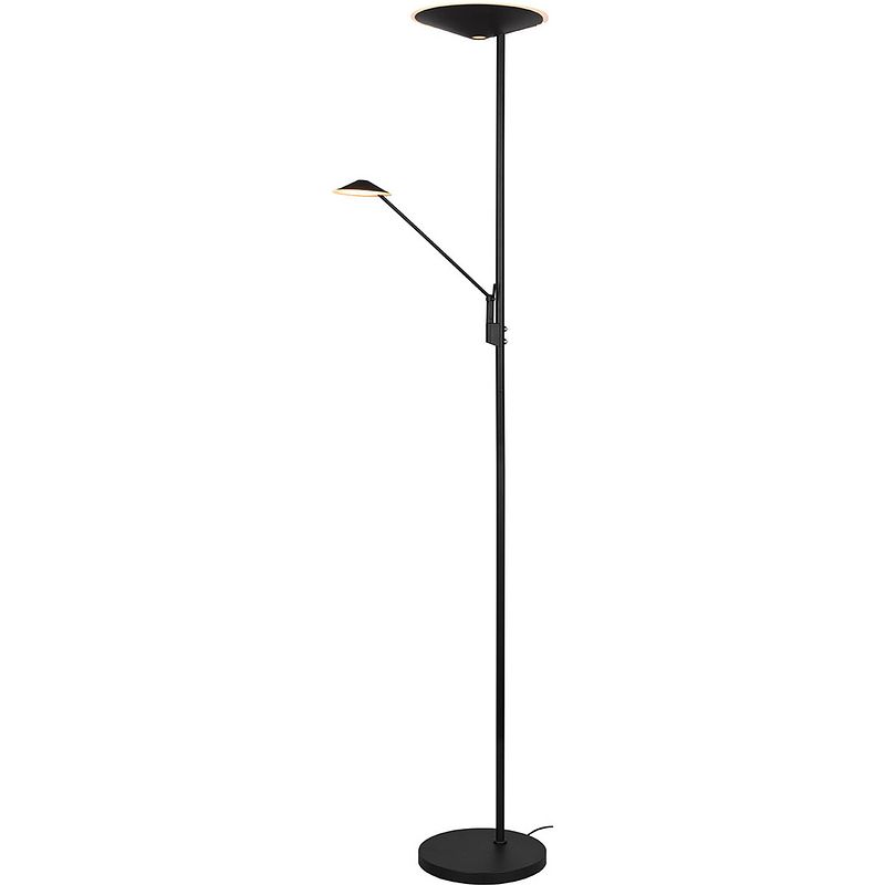 Foto van Led vloerlamp - trion bravo - 36.5w - aanpasbare kleur - dimbaar - rond - mat zwart - aluminium