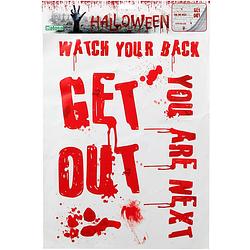 Foto van Horror/halloween raamsticker - bloederige teksten - 42 x 19 cm - feestartikelen/versiering - feeststickers