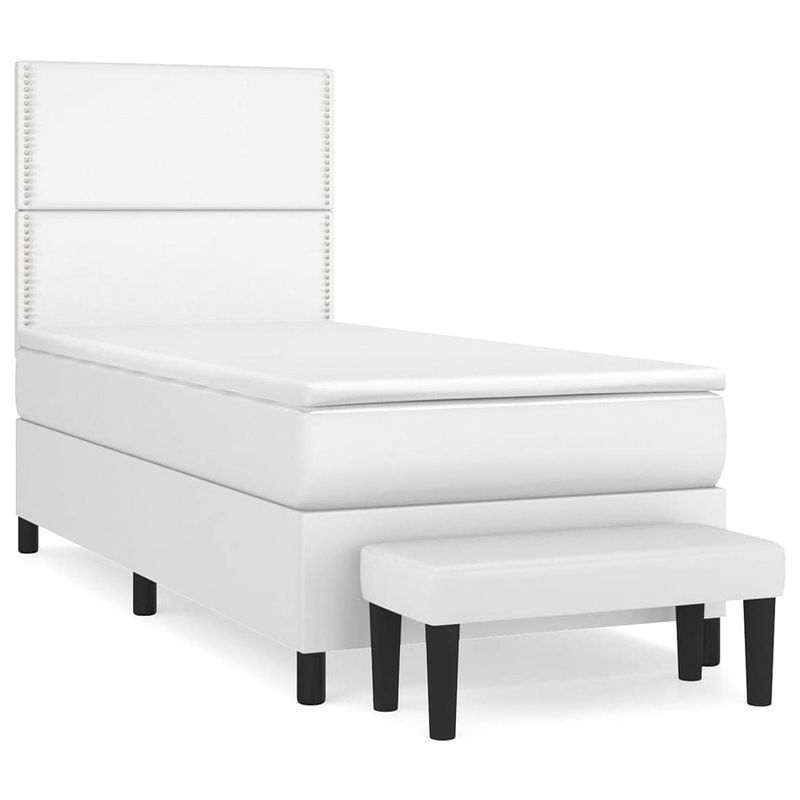 Foto van The living store boxspring bed - pocketvering matras - kunstleren bedframe met verstelbaar hoofdbord - inclusief