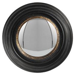 Foto van Haes deco - bolle ronde spiegel - zwart - ø 16x4 cm - polyurethaan ( pu) - wandspiegel, spiegel rond, convex glas