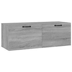 Foto van The living store wandkast - grijs sonoma eiken - 100x36.5x35 cm - 2 lades