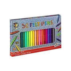 Foto van 50x gekleurde viltstiften met dunne punt - speelgoed viltstiften