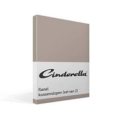 Foto van Cinderella flanel kussenslopen (set van 2) - 100% geruwde flanel-katoen - 60x70 cm - standaardmaat - taupe