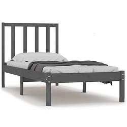 Foto van Vidaxl bedframe massief grenenhout grijs 75x190 cm 2ft6 small single