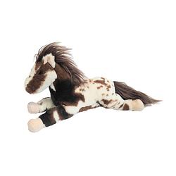 Foto van Inware pluche paard knuffeldier - bruin/wit - liggend - 40 cm - knuffel boederijdieren