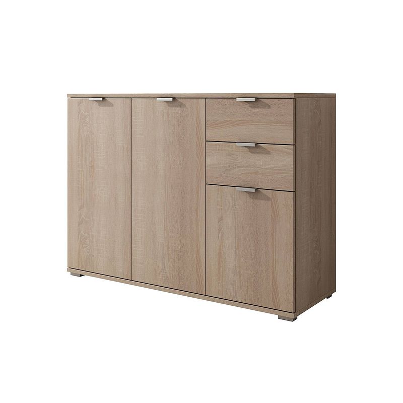 Foto van Meubella dressoir adita 3 - licht eiken - 107 cm