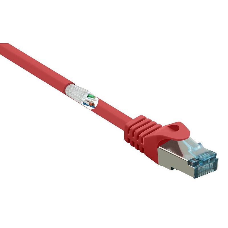 Foto van Renkforce rf-5044050 rj45 netwerkkabel, patchkabel cat 6a s/ftp 0.50 m rood 1 stuk(s)