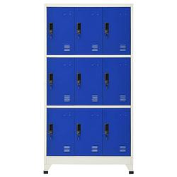 Foto van The living store lockerkast - staal - grijs/blauw - 90x45x180cm - duurzaam en ventilatieopeningen