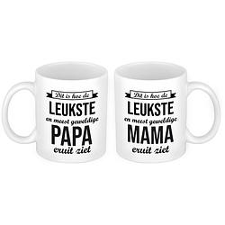 Foto van Leukste en meest geweldige papa en mama mok - cadeau beker set voor papa en mama - feest mokken