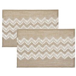 Foto van Set van 4x stuks placemats zigzag lijnen wit jute 45 x 30 cm - placemats