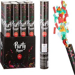 Foto van Xl party popper party pop confetti cannon confetti shooter 38 cm (12 stuks)