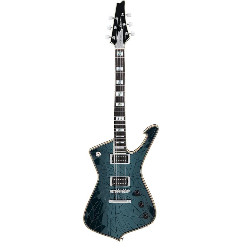 Foto van Ibanez paul stanley signature ps3-cm black cracked mirror elektrische gitaar met koffer en certificaat van echtheid