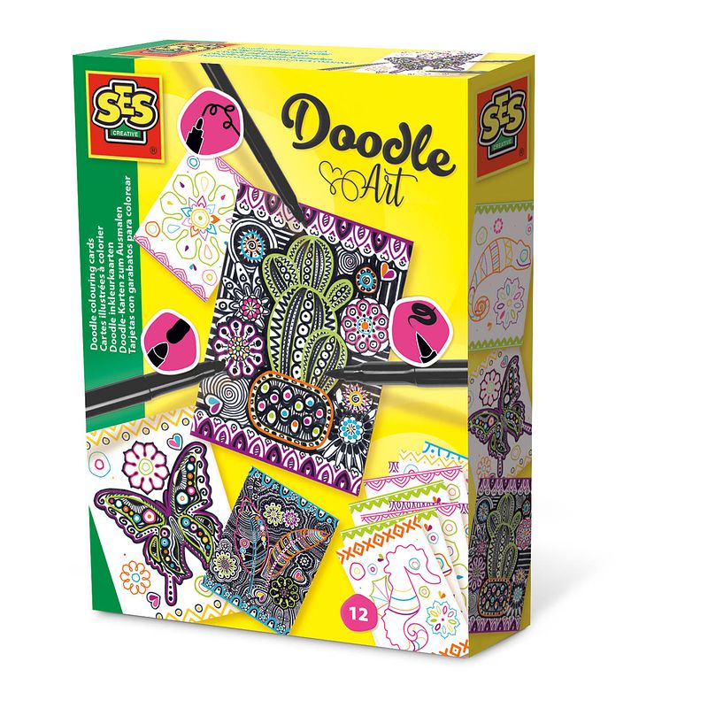 Foto van Ses creative doodle inkleurkaarten