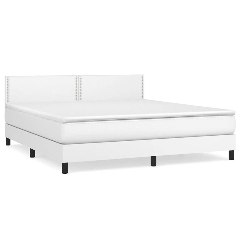 Foto van The living store boxspringbed - pocketvering matras - middelharde ondersteuning - huidvriendelijk topmatras - wit - 203