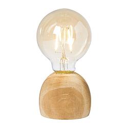 Foto van Led lamp houten voet - hout/glas - ø8x13.5 cm