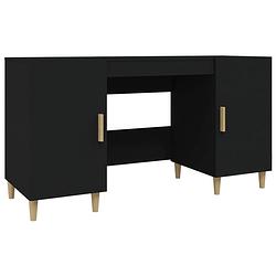 Foto van The living store bureau meubel - 140 x 50 x 75 cm - zwart houten bureau met opbergruimte